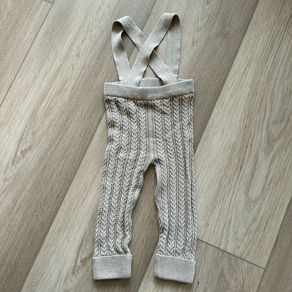 Kate Quinn Cable knit suspender pants
